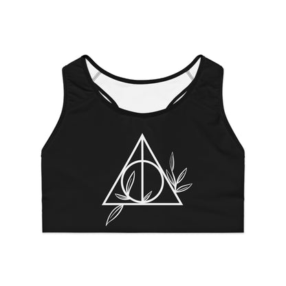 Deathly Hallows Sports Bra, Harry Potter, Workout, HP Gift, Sports Top, Black,