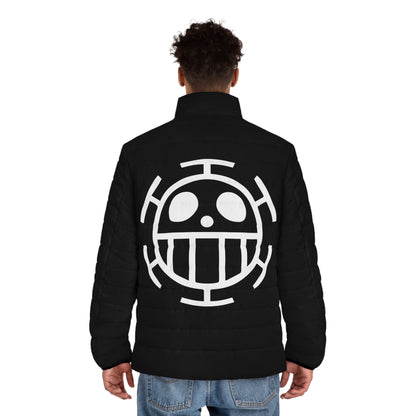 Heart Pirates, Men's Puffer Jacket, Trafalgar Law, One Piece, Anime, Winter Wear, Black Jacket,