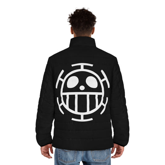 Heart Pirates, Men's Puffer Jacket, Trafalgar Law, One Piece, Anime, Winter Wear, Black Jacket,