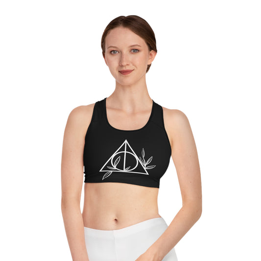 Deathly Hallows Sports Bra, Harry Potter, Workout, HP Gift, Sports Top, Black,