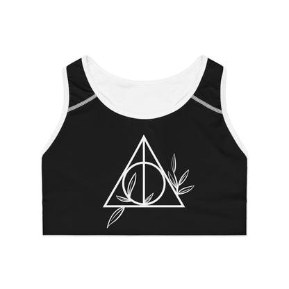 Deathly Hallows Sports Bra, Harry Potter, Workout, HP Gift, Sports Top, Black,