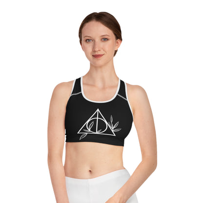 Deathly Hallows Sports Bra, Harry Potter, Workout, HP Gift, Sports Top, Black,