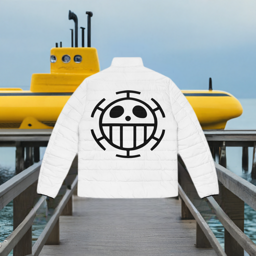 Heart Pirates, Men's Puffer Jacket, Trafalgar Law, One Piece, Anime, Winter Wear,