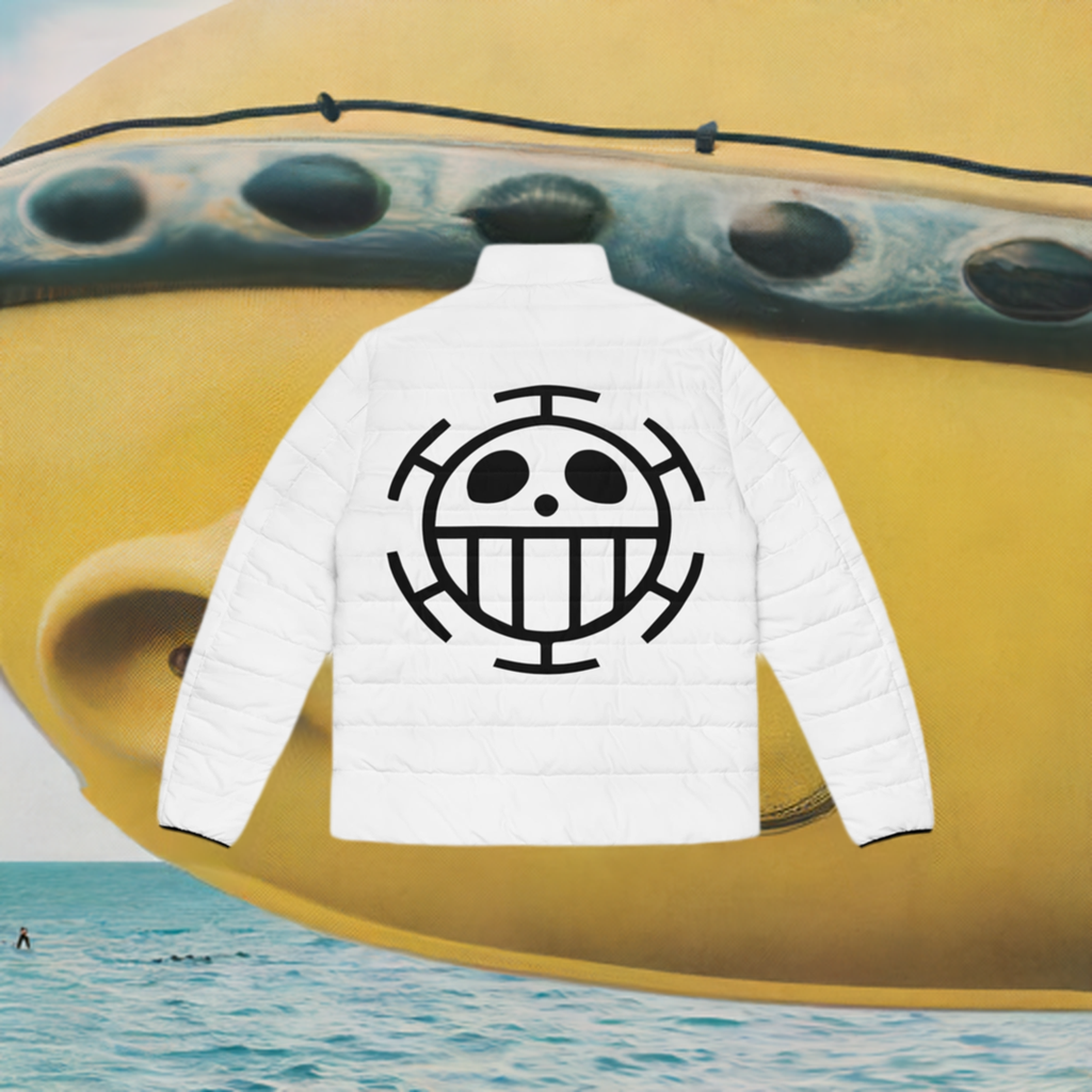 Heart Pirates, Men's Puffer Jacket, Trafalgar Law, One Piece, Anime, Winter Wear,